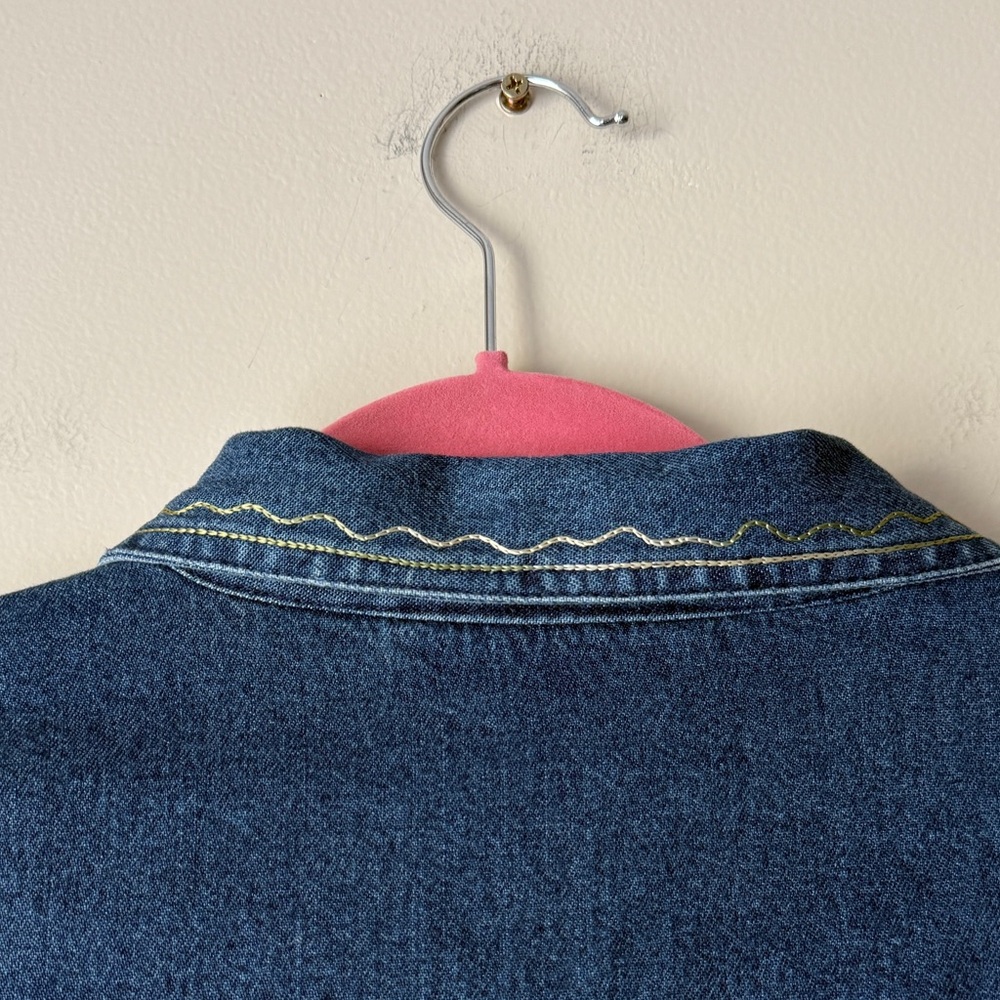 Vintage Embroidered Floral Denim Button Down Shirt - Picture 8 of 8